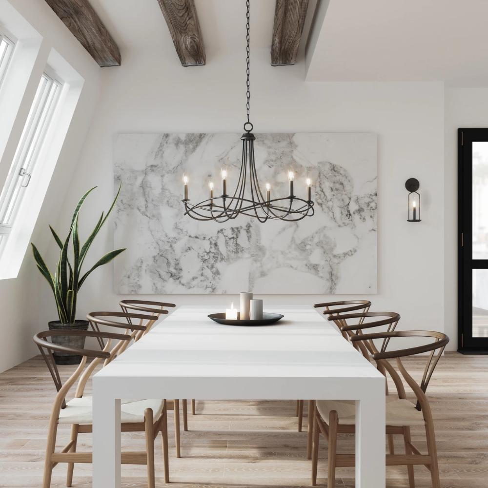 Lifestyle Shot of Sonnet Chandelier, 6-Light Chandelier, Matte Black