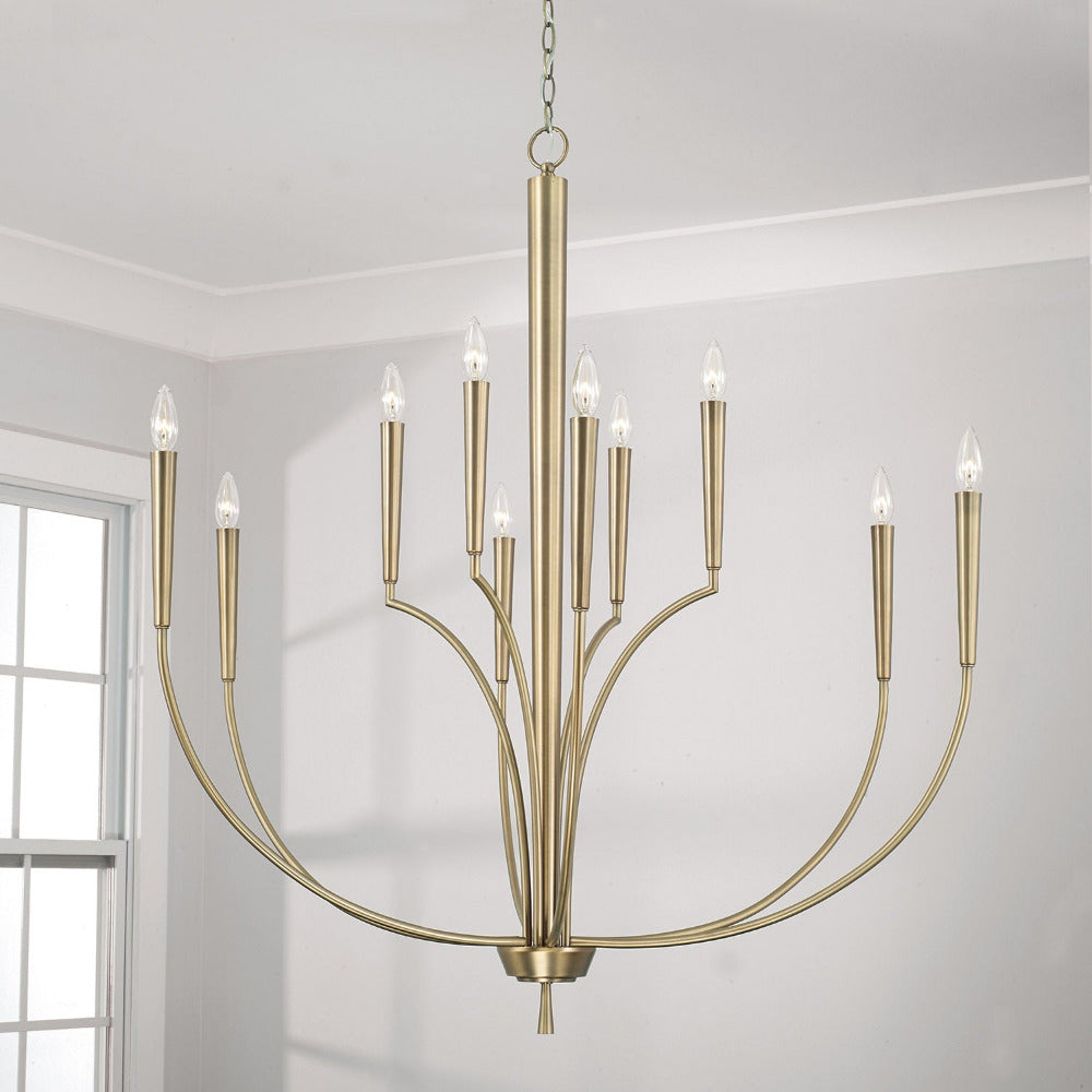 Audrey Chandelier, Chandelier, Aged Brass