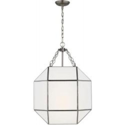 Doja Shaded Small 3-Light Lantern, Lantern, Antique Brushed Nickel