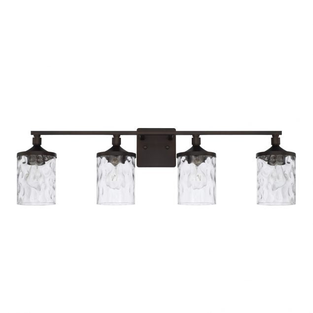 Colton 4 Light Vanity in Bronze with Clear Water Glass Shades by Capital Lighting 128841BZ-451