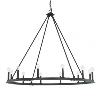Capital Lighting Large 12 Light Pearson Circle Chandelier in Matte Black Iron 4912BI-000