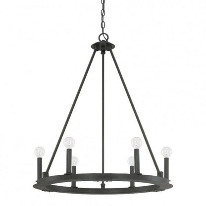 Capital Lighting 6 Light Pearson Circle Chandelier in Matte Black Iron 4916BI-000
