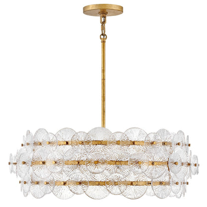 Monroe Drum Chandelier, Distressed Brass, Chandelier