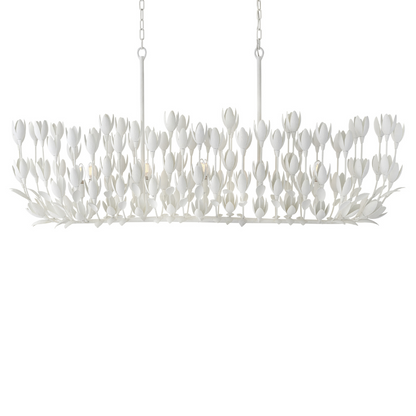 Magnolia Linear Chandelier, Plastered White, Linear Chandelier